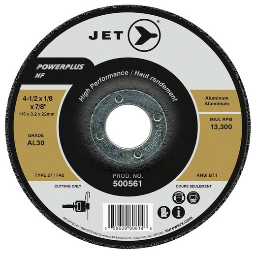 Best Pirce 😀 Jet 500561 - 4-1/2 X 1/8 X 7/8 AL30 POWERPLUS NF T27 Cutting Wheel 🔔