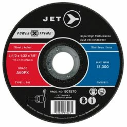 New 😉 Jet 501572 - 4-1/2 X 1/16 X 7/8 A46PX POWER-XTREME T1 Cut-Off Wheel 🌟