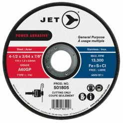 Best deal 🔥 Jet 501805 - 4-1/2 X 3/64 X 7/8" A60GP POWER ABRASIVE T1 Cut-Off Wheel ✨