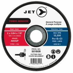 Promo ✔️ Jet 501808 - 5 X 3/64 X 7/8" A60GP POWER ABRASIVE T1 Cut-Off Wheel ✨